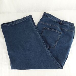 Woman Within JEANS, plus sz 36W/6X Short, Wide Leg, Classic 5 Pocket, Blue Denim